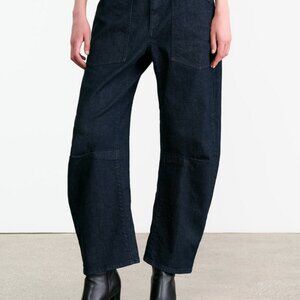 SHON JEAN Mid-Rise Stretch Barrel Denim Indigo rinse